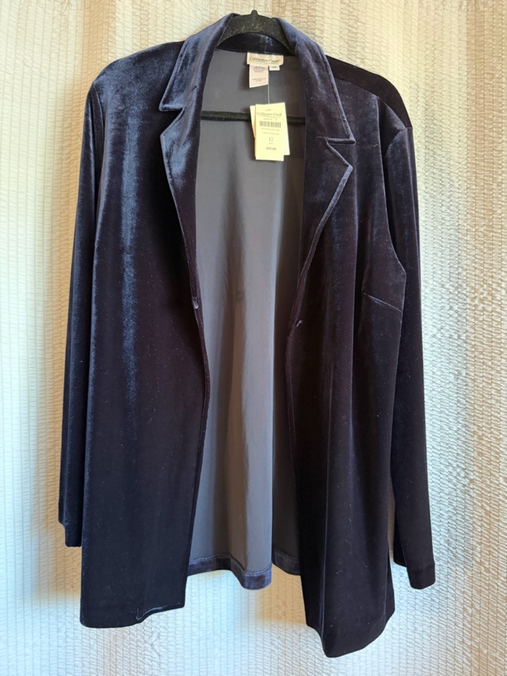 Coldwater Creek Velvet Blazer Jacket in Navy